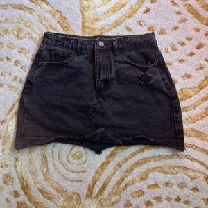 Missguided Black distressed jean skirt